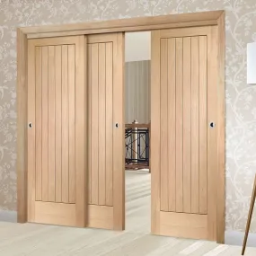 Bespoke Pass-Easi Suffolk Oak - 3 Sliding Doors and Frame Kit