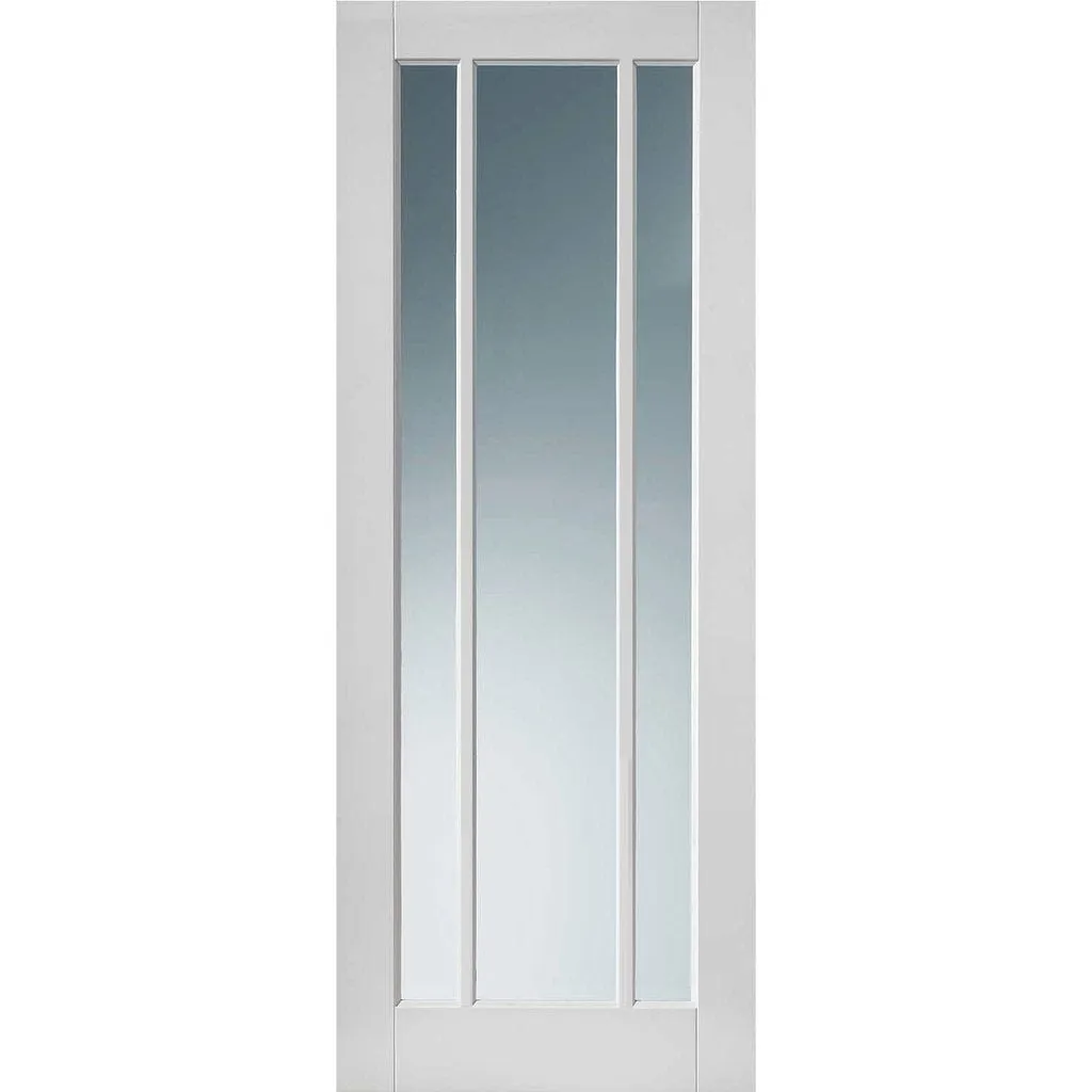 Bespoke Pass-Easi Worcester 3L - 2 Sliding Doors and Frame Kit - Clear Safety Glass - White Primed