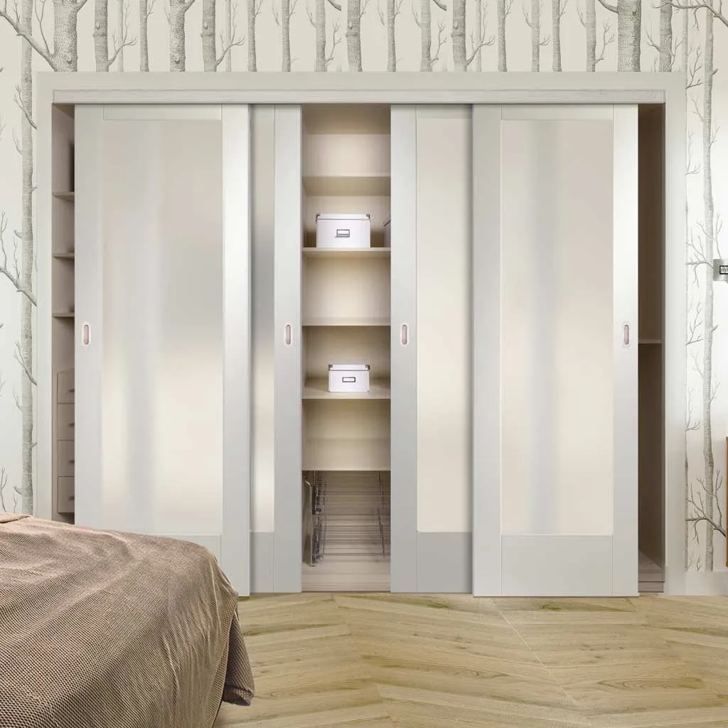 Bespoke Pattern 10 1 Pane Glazed 4 Door Maximal Wardrobe and Frame Kit - White Primed