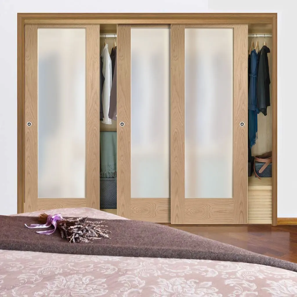 Bespoke Pattern 10 1 Pane Oak Glazed 3 Door Maximal Wardrobe and Frame Kit - Prefinished