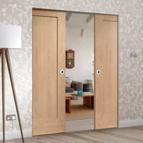 Bespoke Pattern 10 Oak 1 Panel Double Frameless Pocket Door