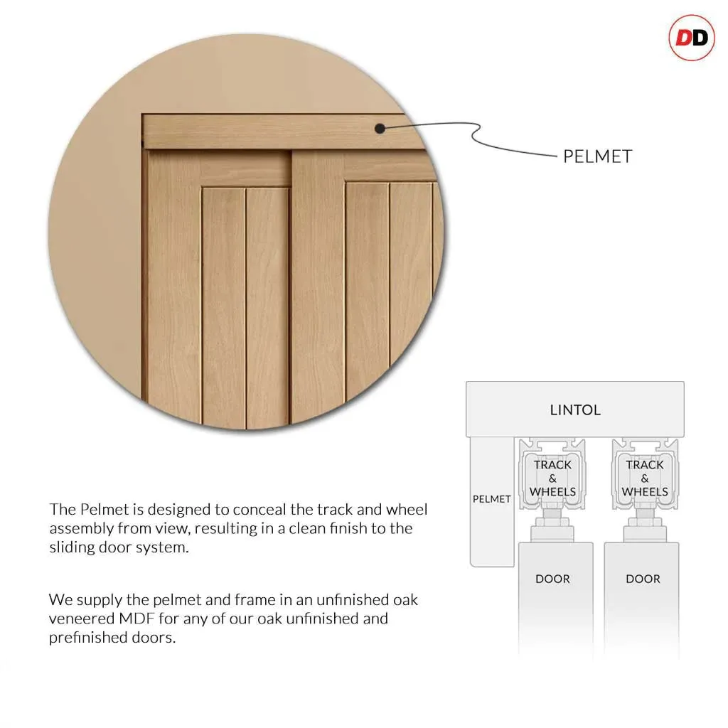 Bespoke Pesaro Oak Flush 4 Door Maximal Wardrobe and Frame Kit - Prefinished