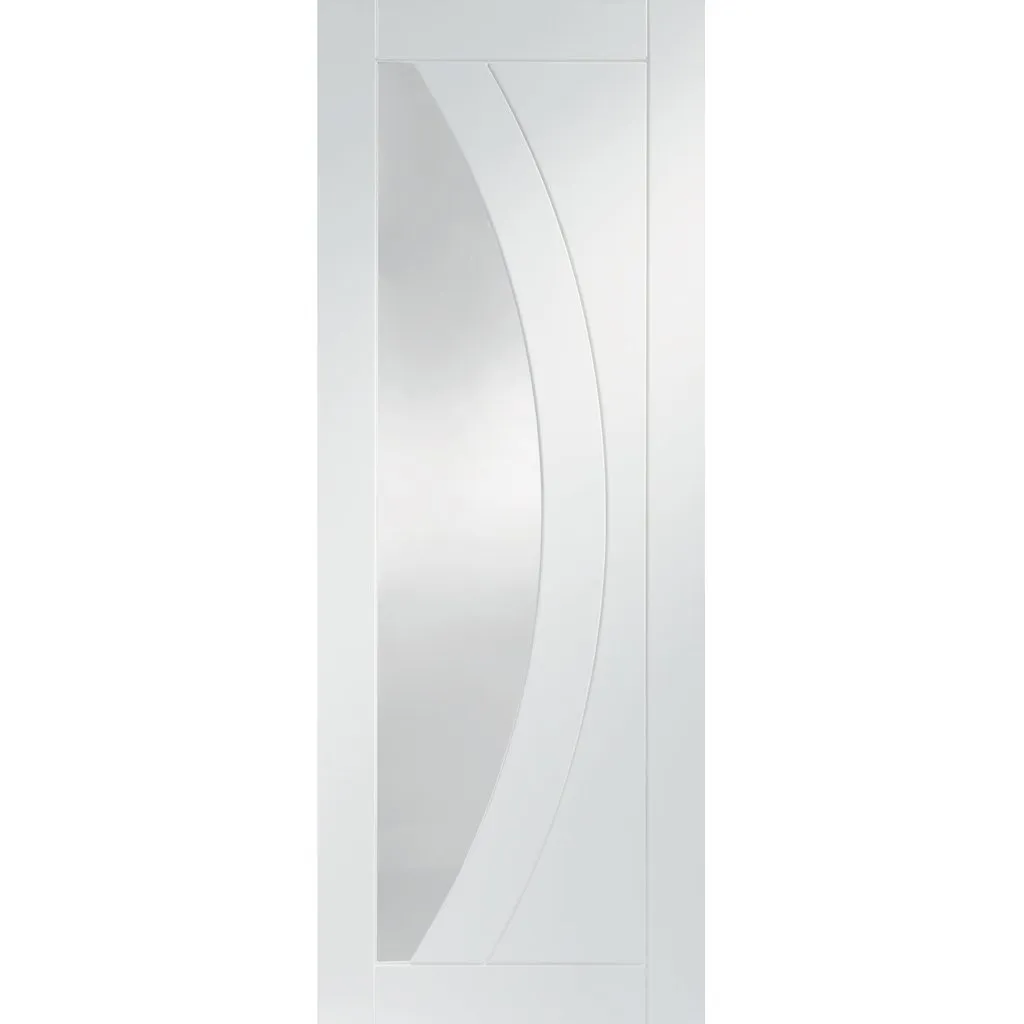 Bespoke Salerno White Primed Glazed Single Frameless Pocket Door - Clear Glass