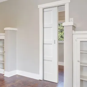 Bespoke Shaker 4P White Primed Single Pocket Door