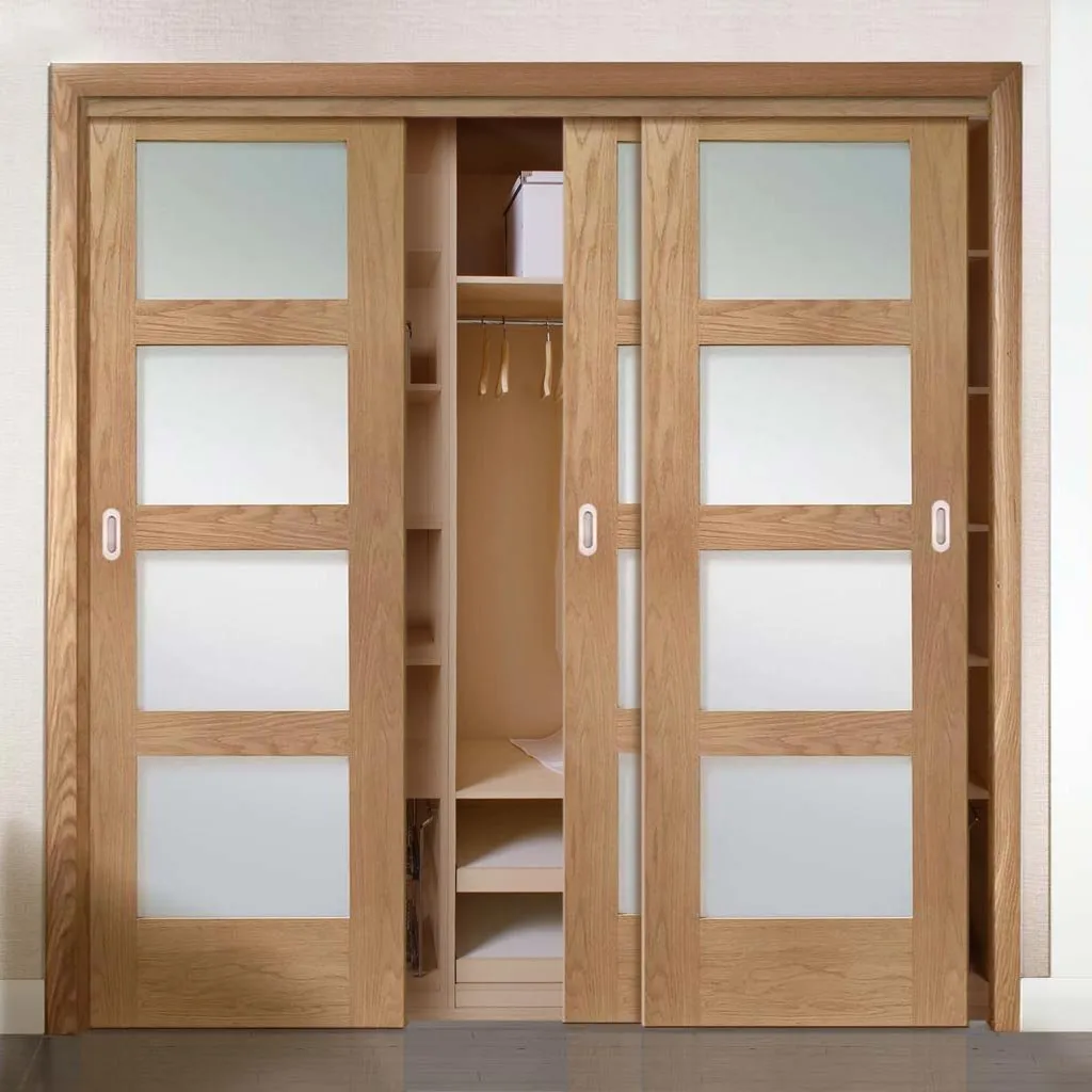 Bespoke Shaker Oak 4 Pane Glazed 3 Door Maximal Wardrobe and Frame Kit