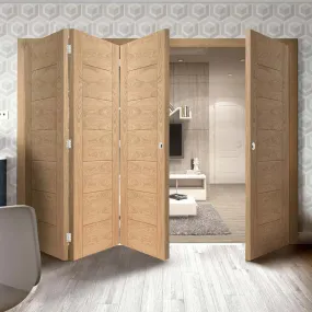 Bespoke Thrufold Palermo Flush Oak Folding 3 1 Door - Panel Effect