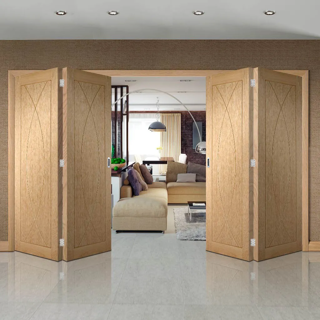 Bespoke Thrufold Pesaro Oak Flush Folding 2 2 Door - Prefinished