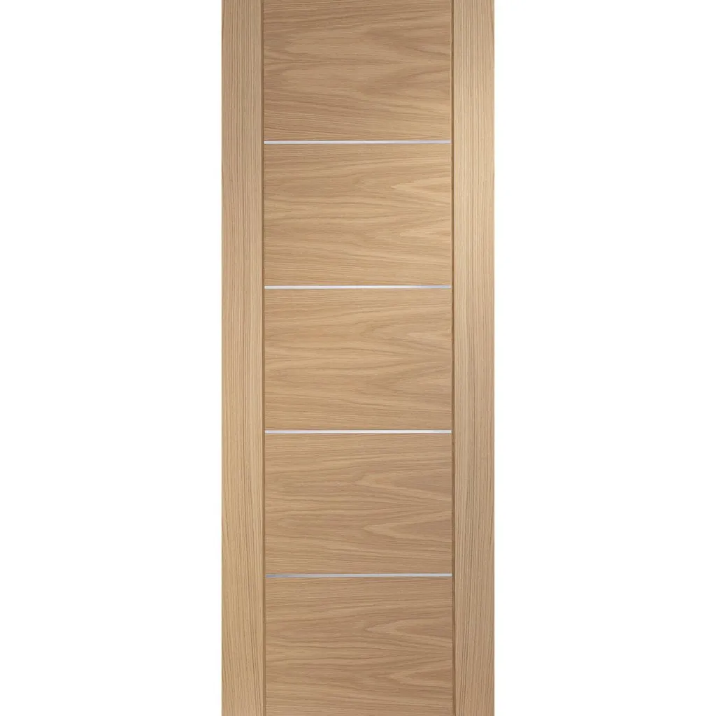 Bespoke Thrufold Portici Oak Flush Folding 2 0 Door - Aluminium Inlay - Prefinished