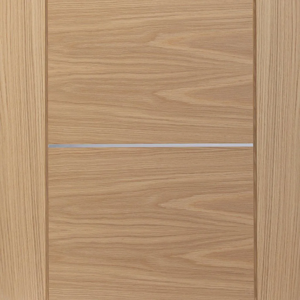 Bespoke Thrufold Portici Oak Flush Folding 2 0 Door - Aluminium Inlay - Prefinished