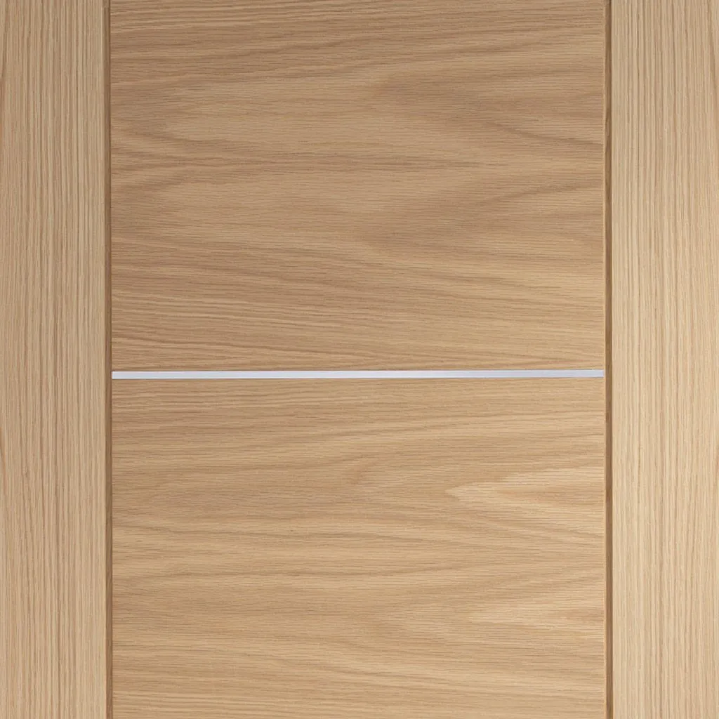 Bespoke Thrufold Portici Oak Flush Folding 2 0 Door - Aluminium Inlay - Prefinished