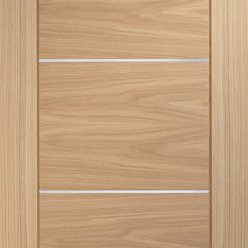 Bespoke Thrufold Portici Oak Flush Folding 2 0 Door - Aluminium Inlay - Prefinished