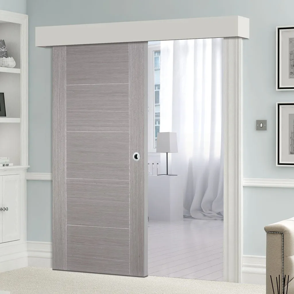 Bespoke Thruslide Surface Light Grey Vancouver Door - Sliding Door and Track Kit - Prefinished