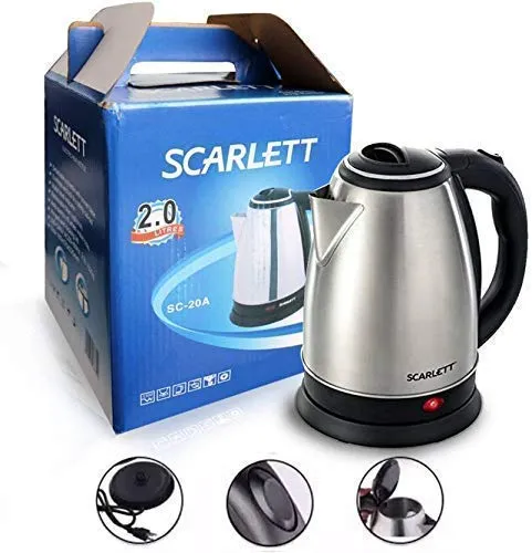 BICHI Stainless Steel Scarlett Electric Elegant Design for Hot Water, Tea, Rice and Cooking Foods Kettle, 1.8 or 2 L, Multicolour