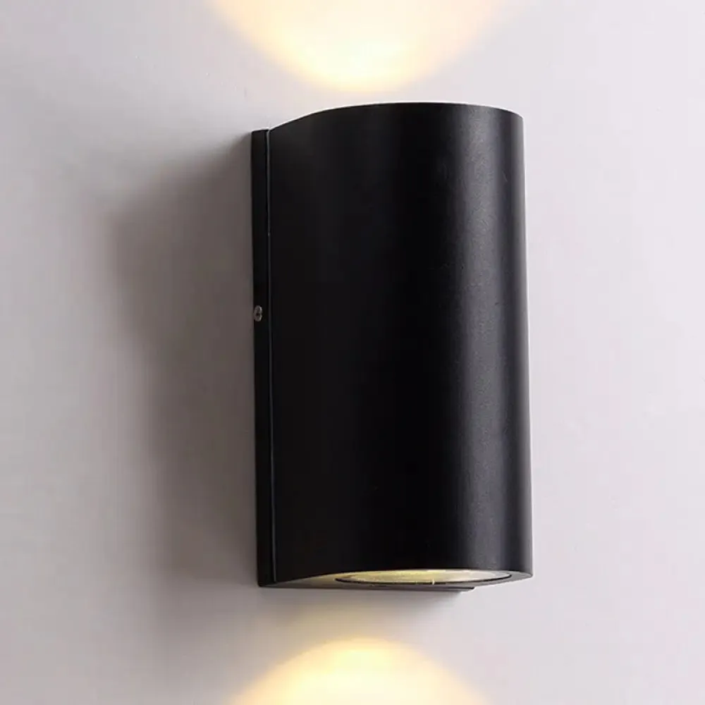 Black Aluminum LED Outdoor Cylinder Wall Light - Minimalist Flush Wall Sconce