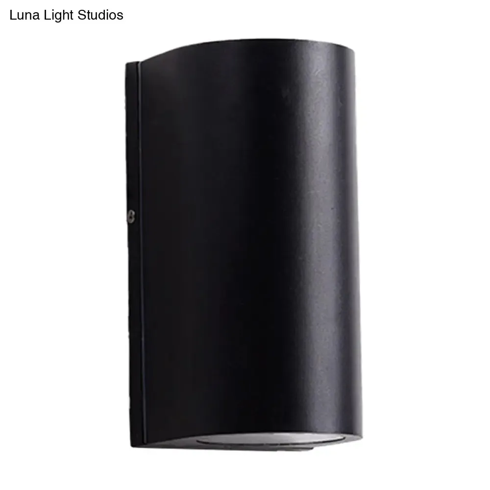 Black Aluminum LED Outdoor Cylinder Wall Light - Minimalist Flush Wall Sconce