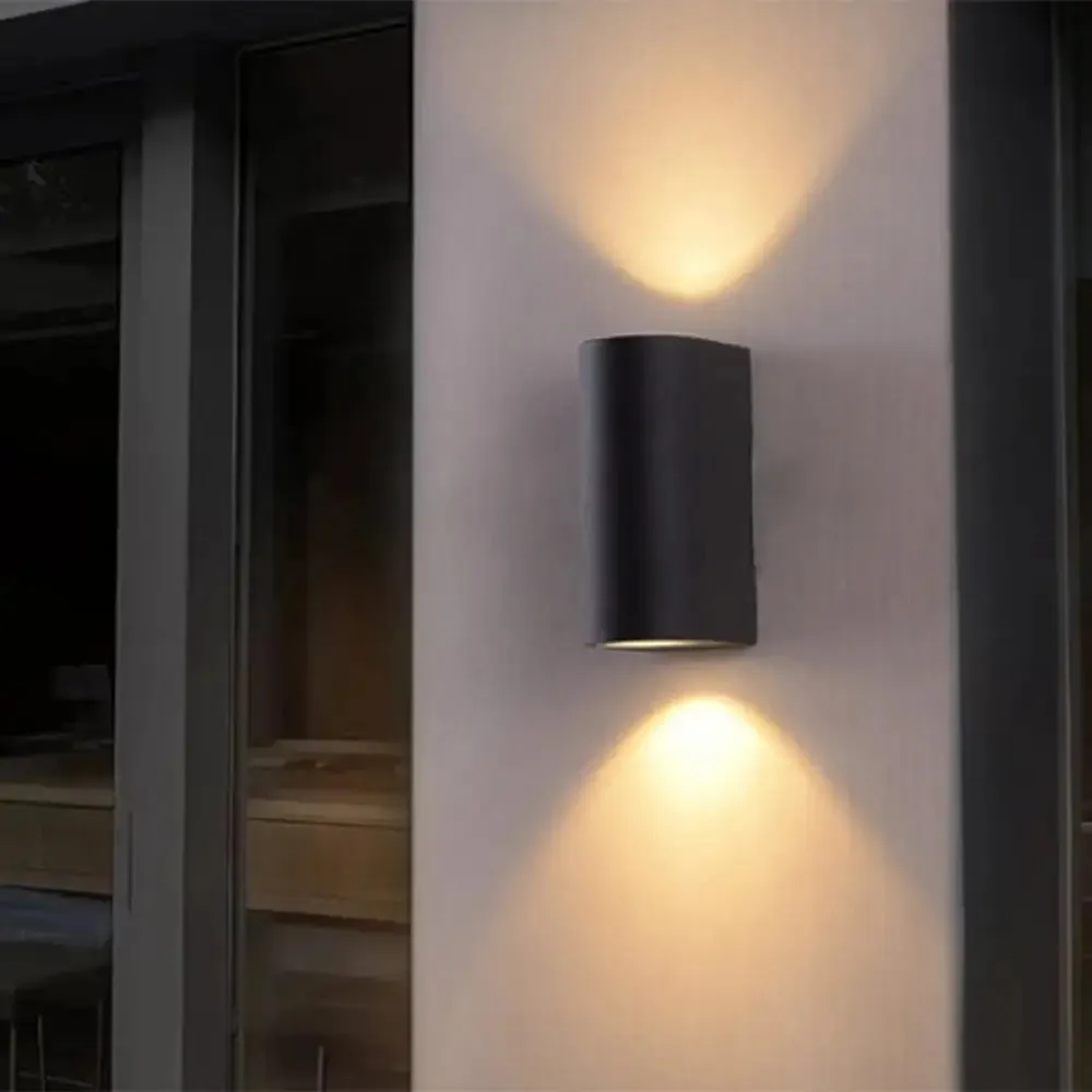 Black Aluminum LED Outdoor Cylinder Wall Light - Minimalist Flush Wall Sconce