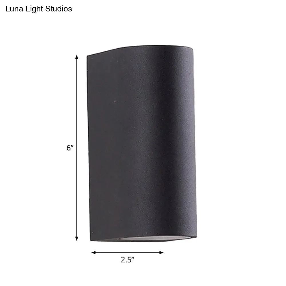 Black Aluminum LED Outdoor Cylinder Wall Light - Minimalist Flush Wall Sconce