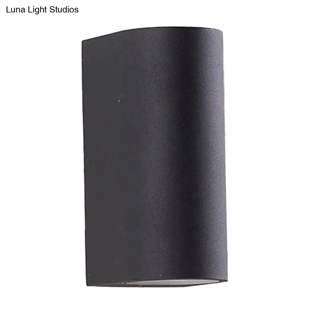 Black Aluminum LED Outdoor Cylinder Wall Light - Minimalist Flush Wall Sconce