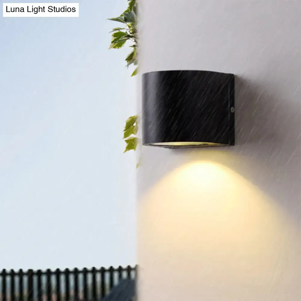 Black Aluminum LED Outdoor Cylinder Wall Light - Minimalist Flush Wall Sconce