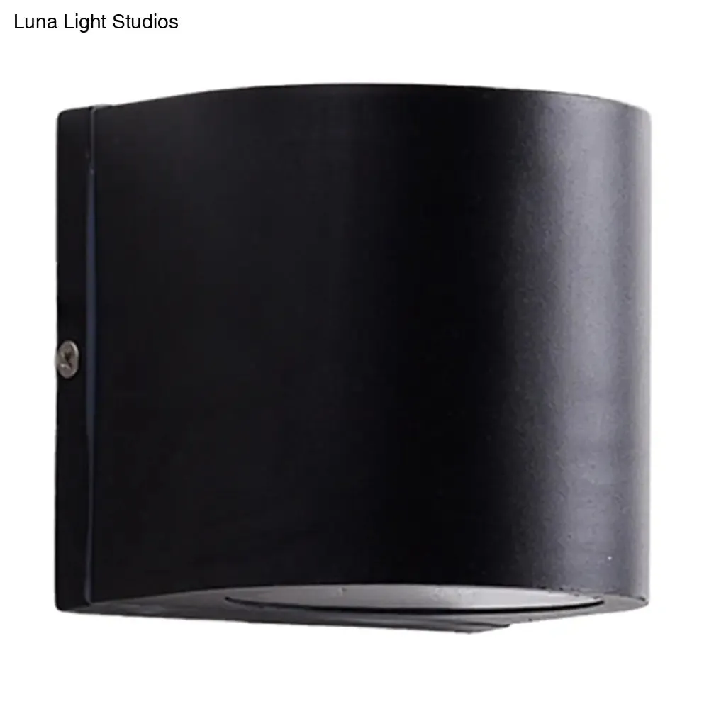 Black Aluminum LED Outdoor Cylinder Wall Light - Minimalist Flush Wall Sconce