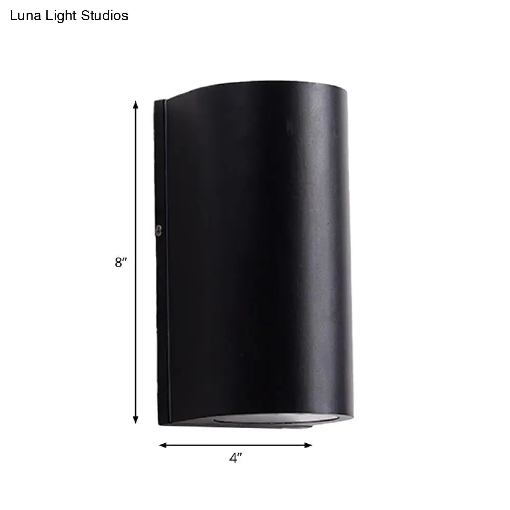 Black Aluminum LED Outdoor Cylinder Wall Light - Minimalist Flush Wall Sconce