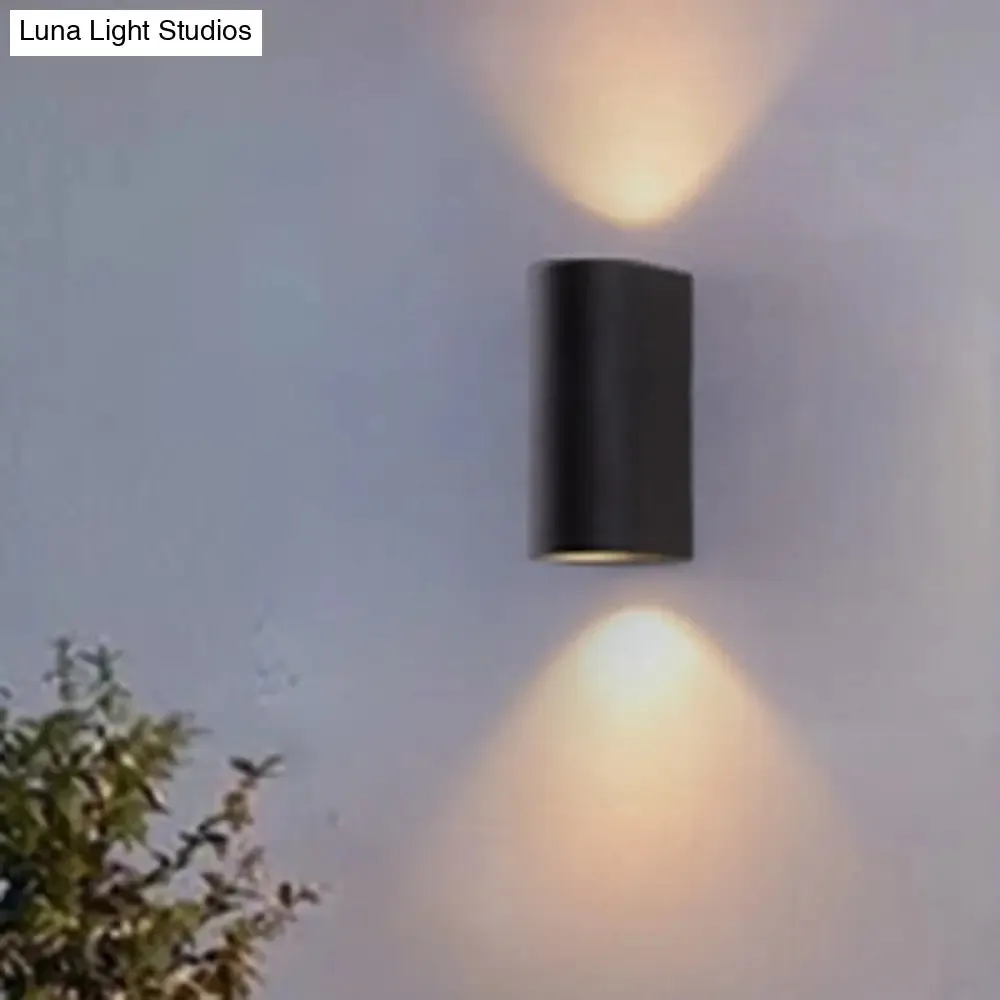 Black Aluminum LED Outdoor Cylinder Wall Light - Minimalist Flush Wall Sconce