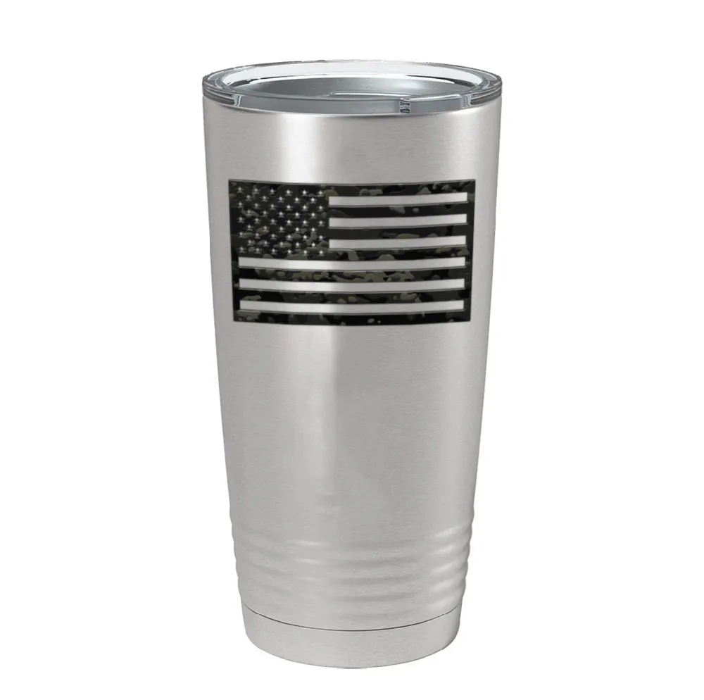 Black Multicam US Flag Tumbler