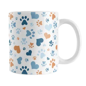 Blue Hearts and Paw Prints Mug