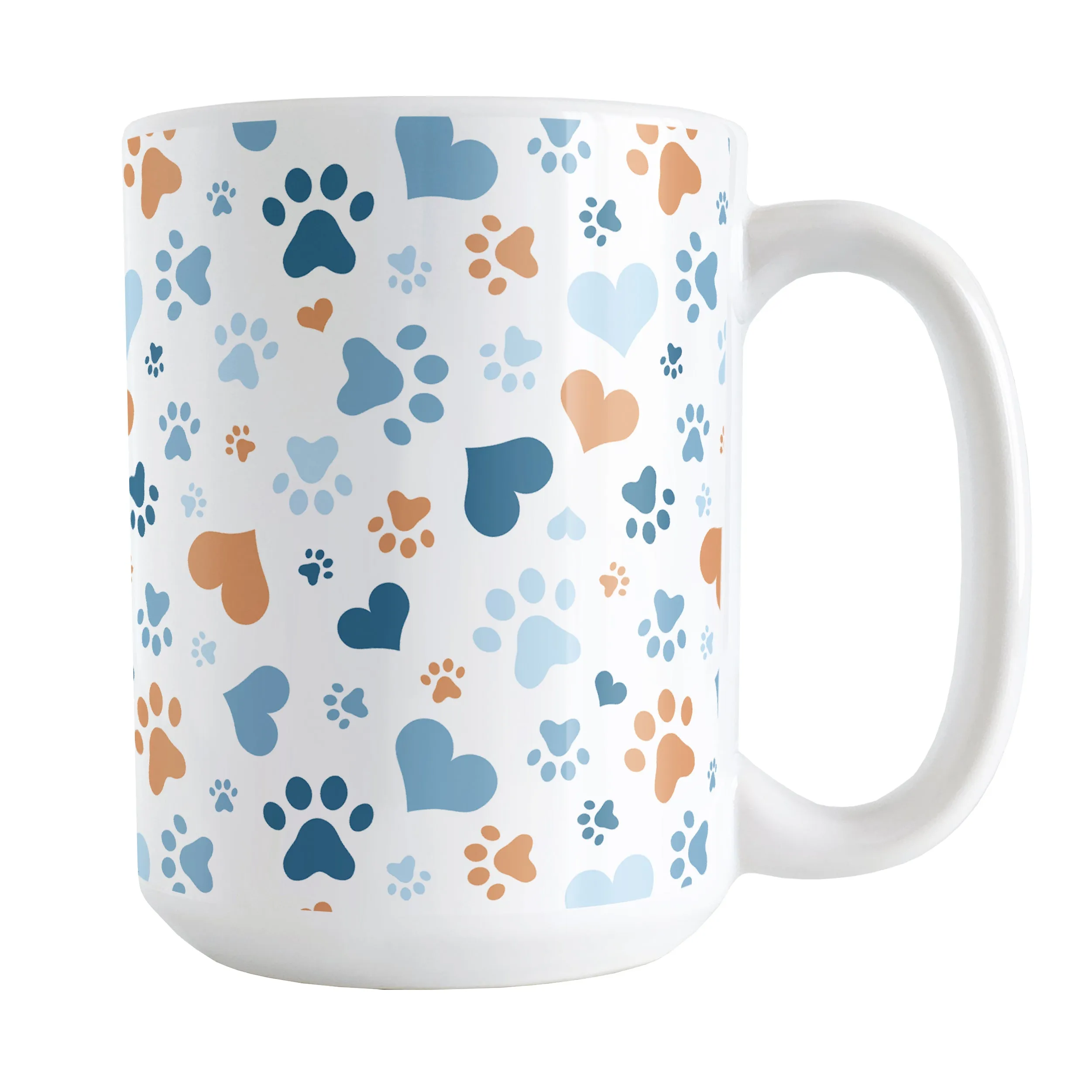 Blue Hearts and Paw Prints Mug