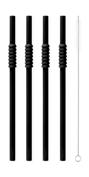 Bodum Bistro Set With 4 Silicone Straws   Cleaning Brush Black, 4 Pcs.