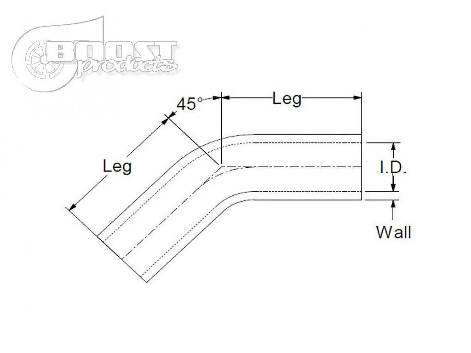 BOOST Products Silicone Elbow 45 Degrees, 41mm (1- 5/8") ID, Black