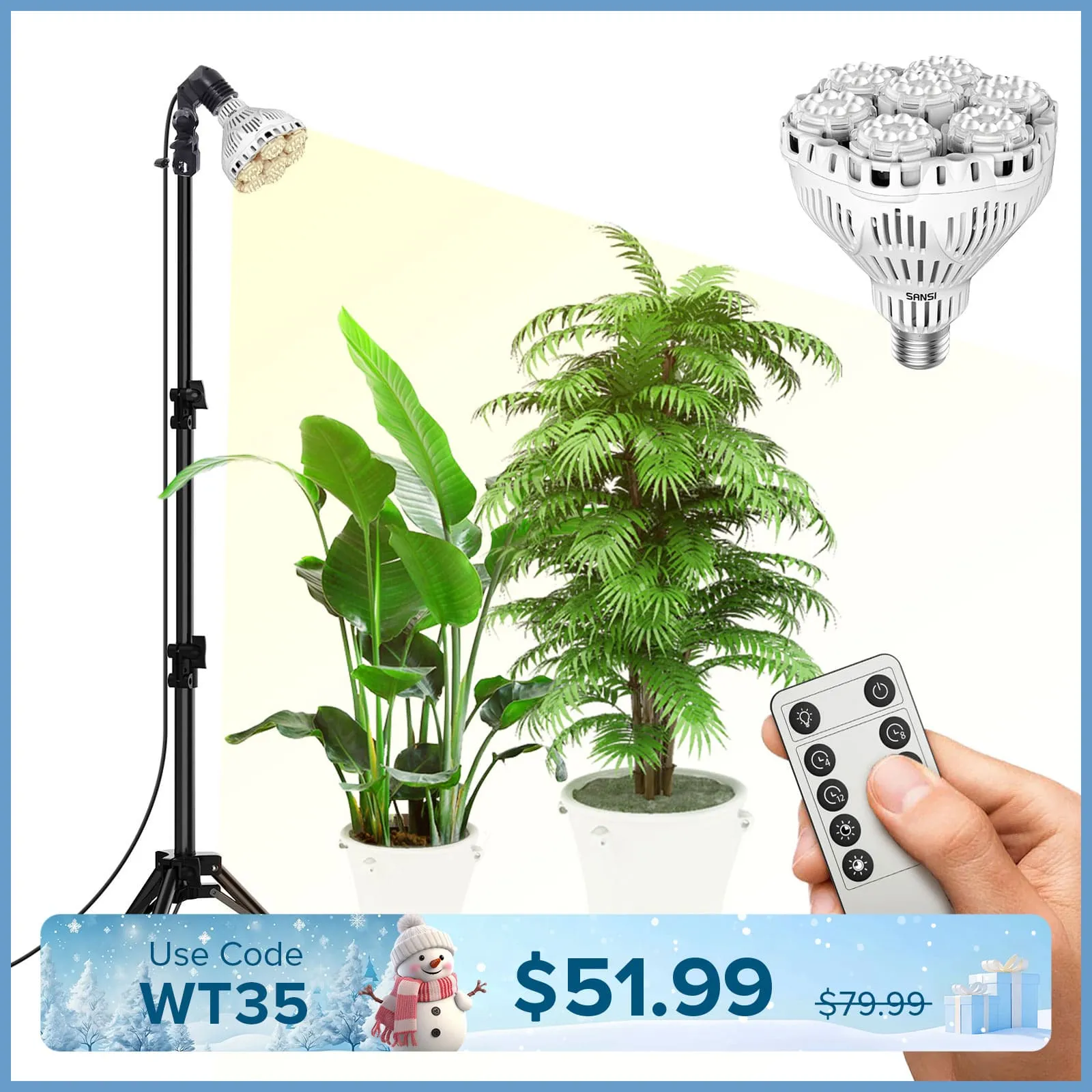 BR30 40W Adjustable Tripod Stand Grow Light with Remote Control (US ONLY)