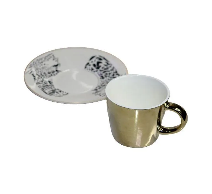 Ceramic Tea/ Coffee Cup 1 Set Gold/White