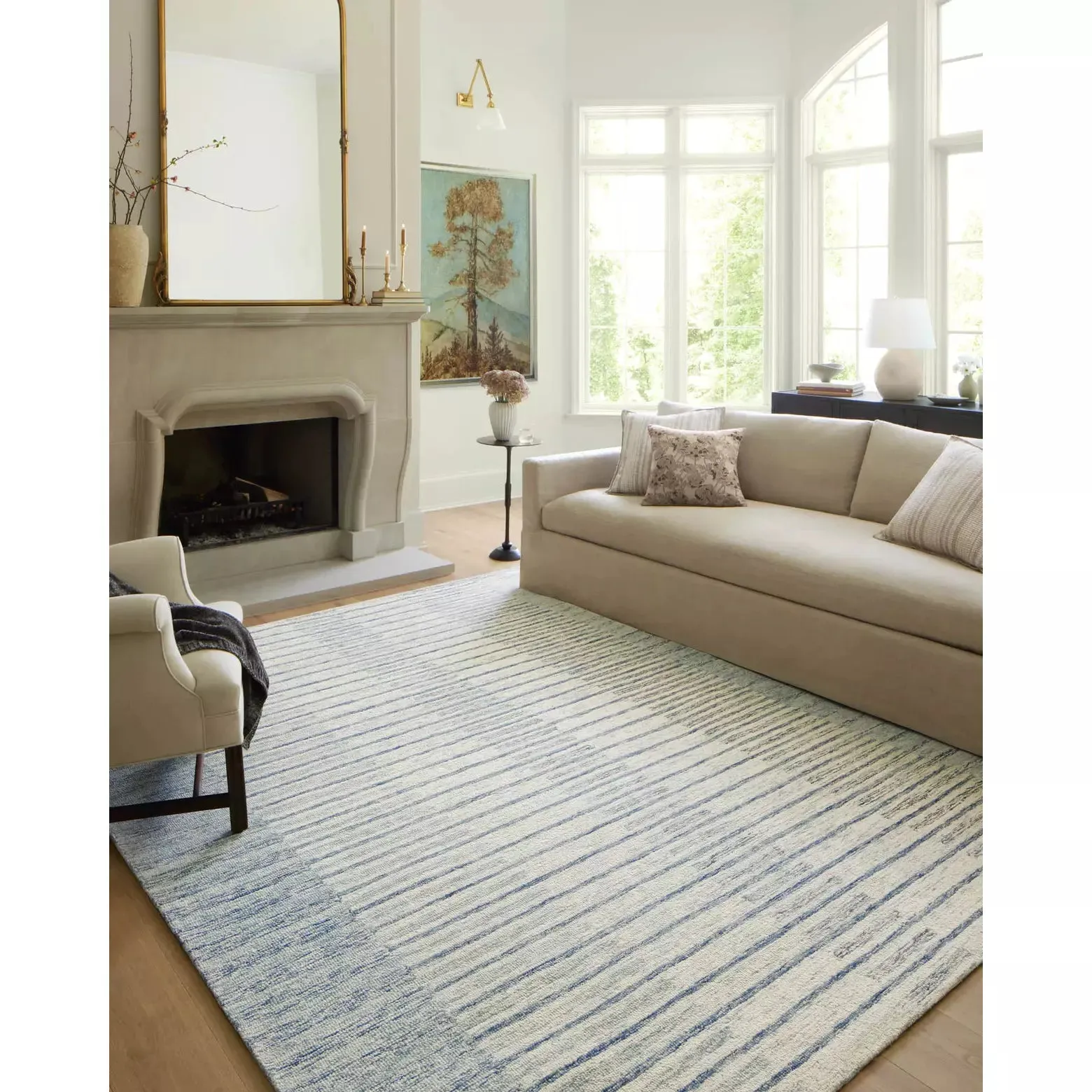 Chris Loves Julia Chris Ivory/Denim Rug