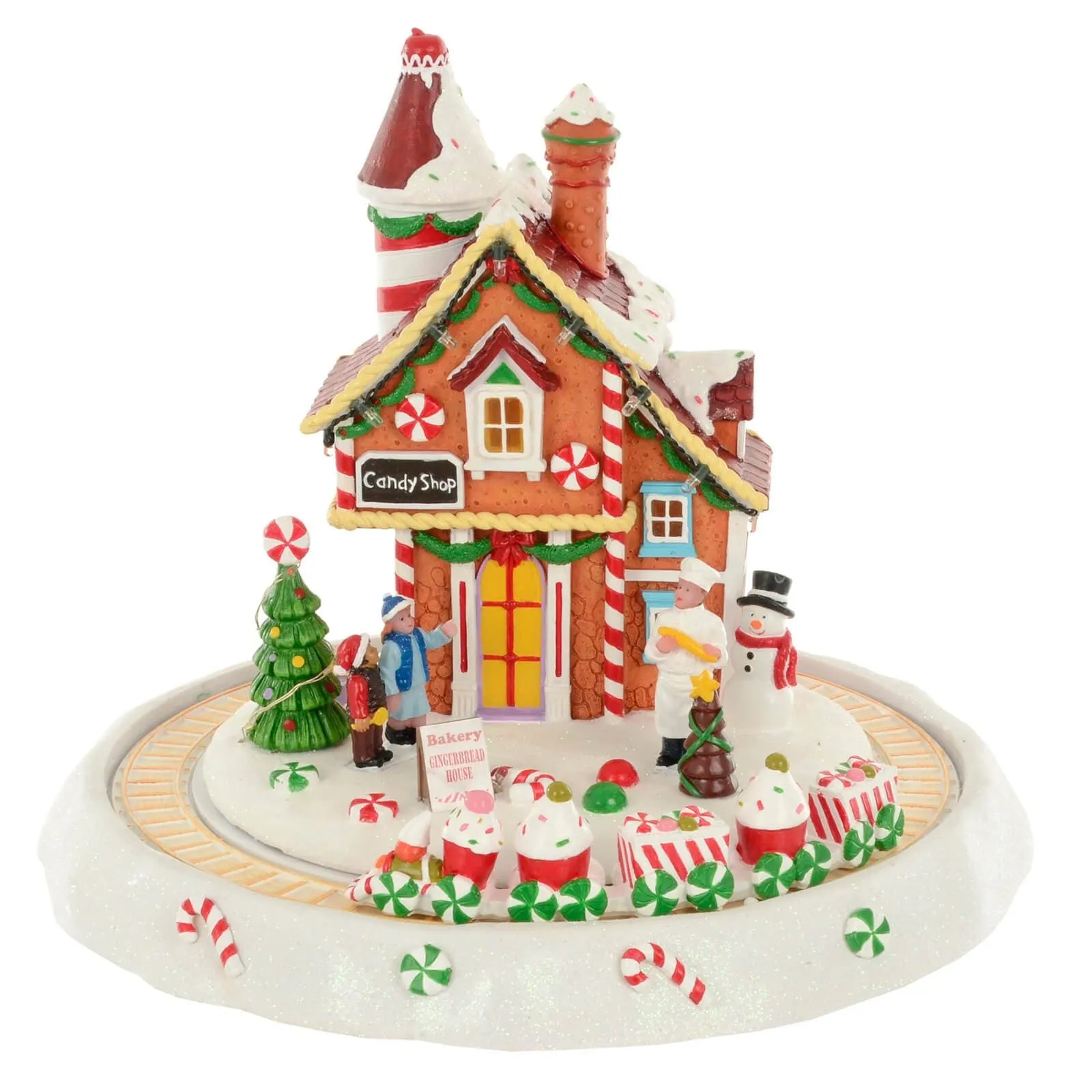 Christmas Candy Shop Scene Light Up Music Moving Train 27cm