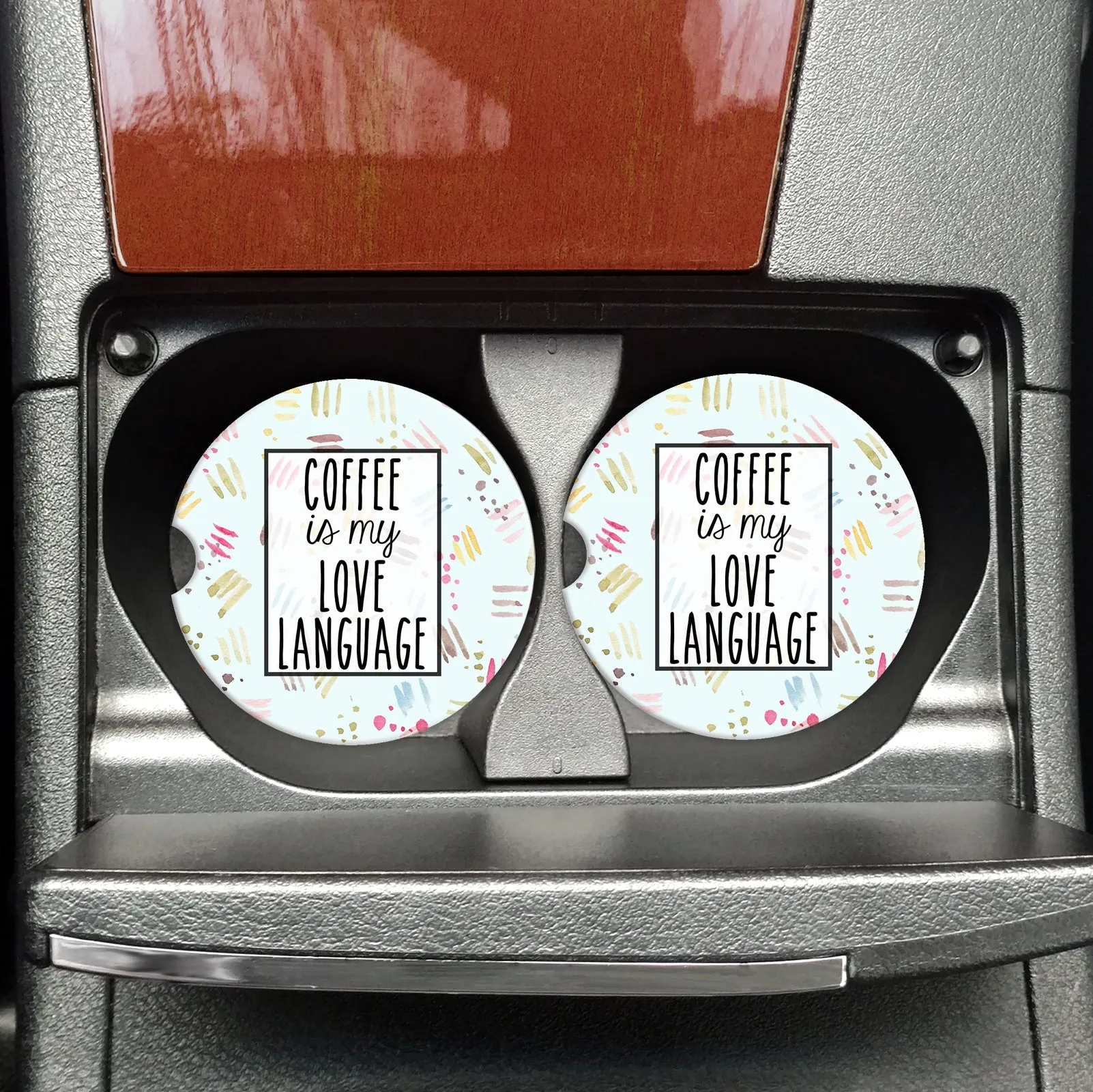 Coffee Is my Love Language - Vehicle Travel Coasters - Coasters for your Car, I love Coffee Coasters