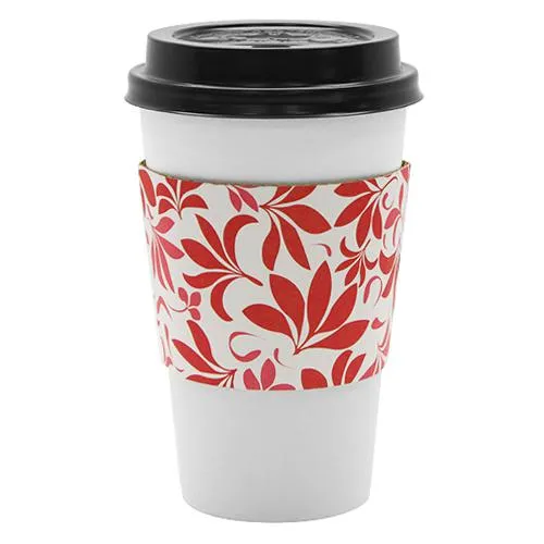 Coffee Sleeves -  Traditional Cup Jackets - Fleur Red - 1,000 ct