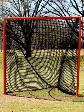 College/High School Game Lacrosse Goal, 6'x6'x7', Flat Base With Lacing Rails, 118 lbs. Includes 6mm or 7mm Black Net, By Crankshooter® - Free Shipping