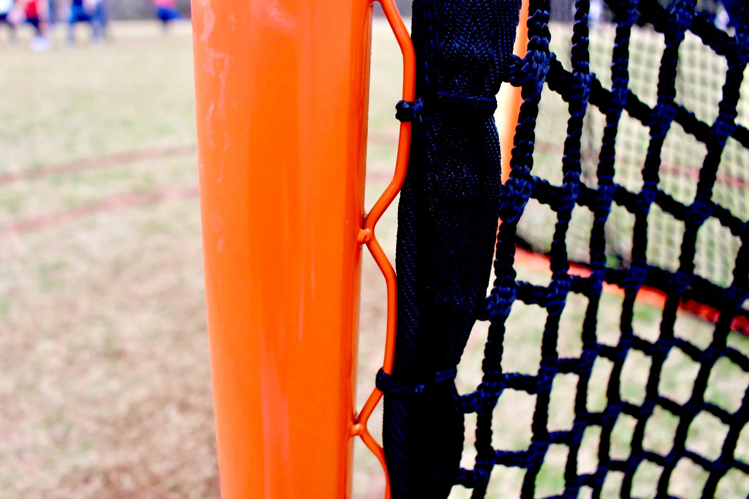 College/High School Game Lacrosse Goal, 6'x6'x7', Flat Base With Lacing Rails, 118 lbs. Includes 6mm or 7mm Black Net, By Crankshooter® - Free Shipping