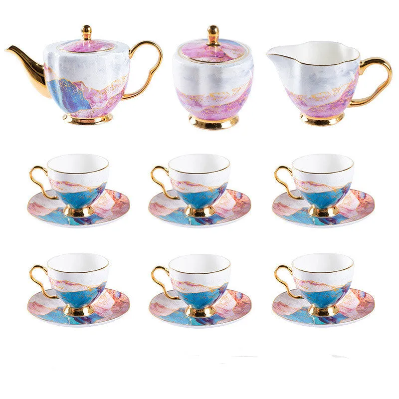 Color Flow Bone China Coffee Set