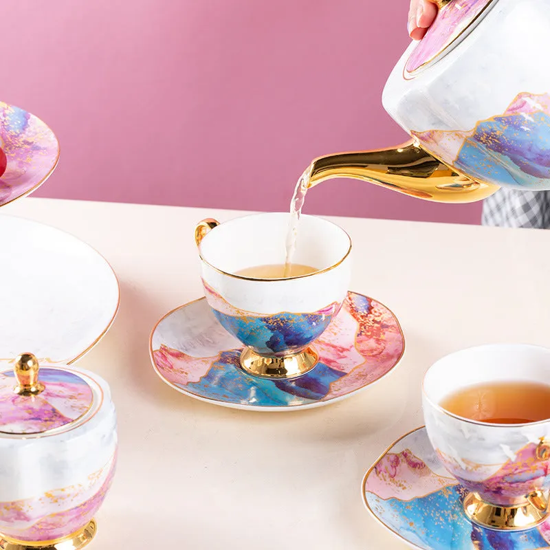 Color Flow Bone China Coffee Set