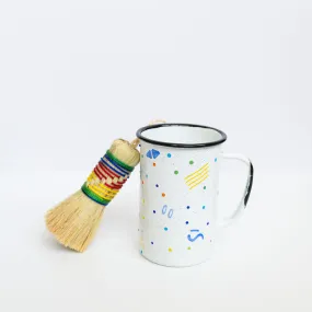 Confetti Gift Set: Confetti Enamel Cup and Rainbow Agave Fiber Brush