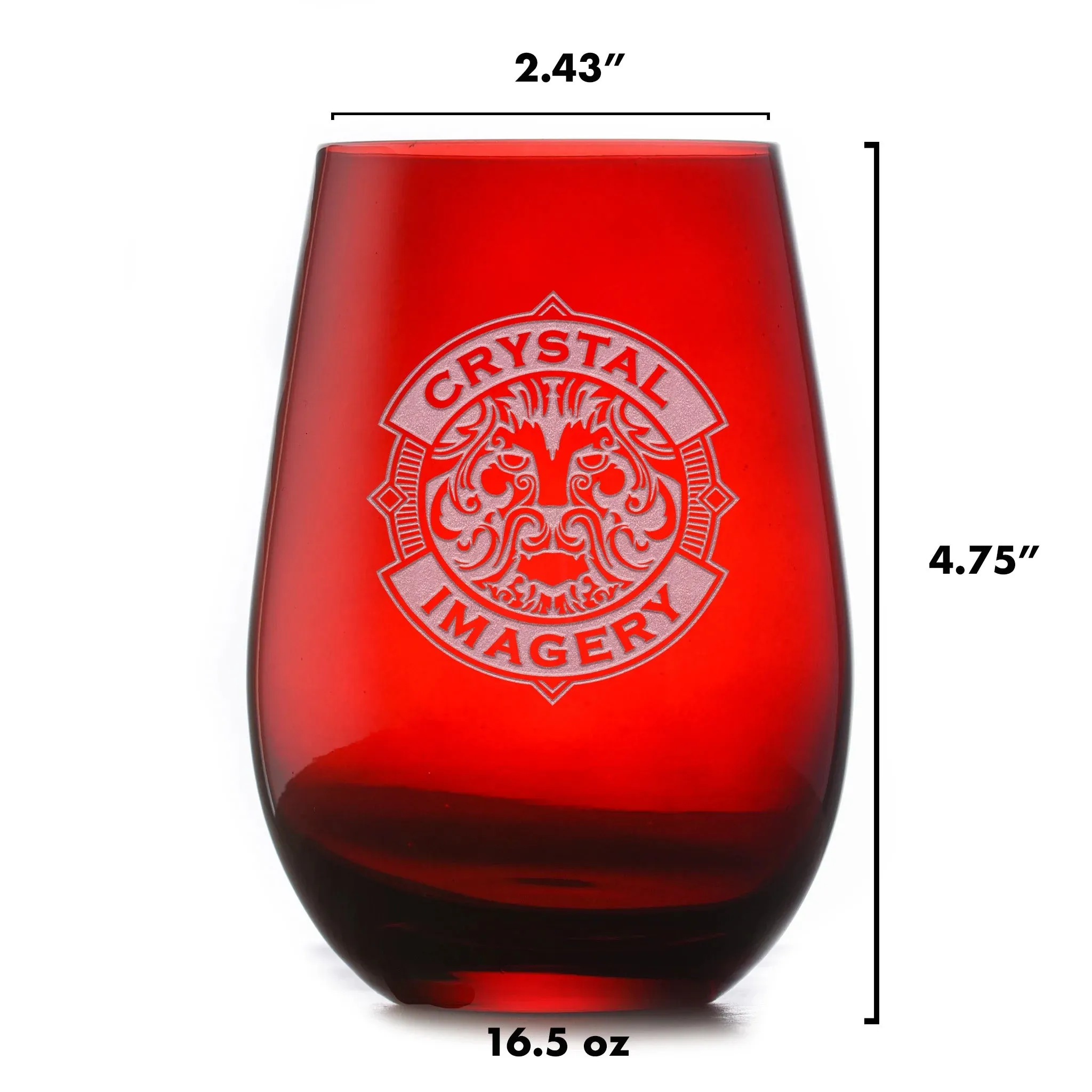 Custom Family Tree Red Stemless Wine Glass Tumbler by Crystal Imagery