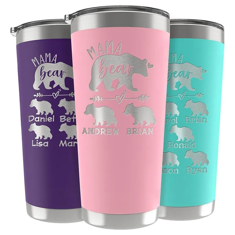 Customized Mama Bear Tumbler With Cubs