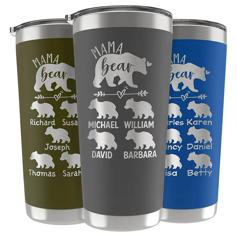 Customized Mama Bear Tumbler With Cubs