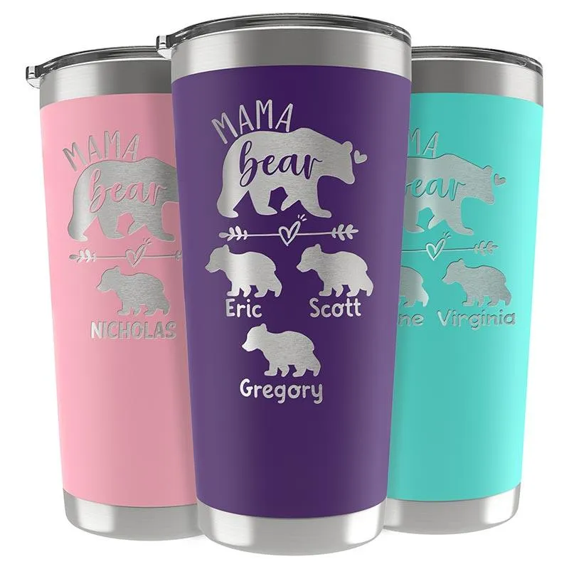 Customized Mama Bear Tumbler With Cubs