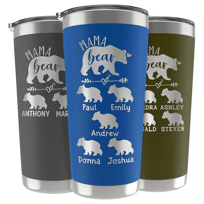 Customized Mama Bear Tumbler With Cubs