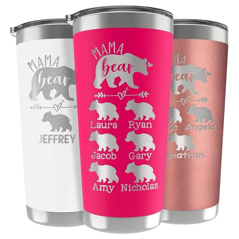 Customized Mama Bear Tumbler With Cubs