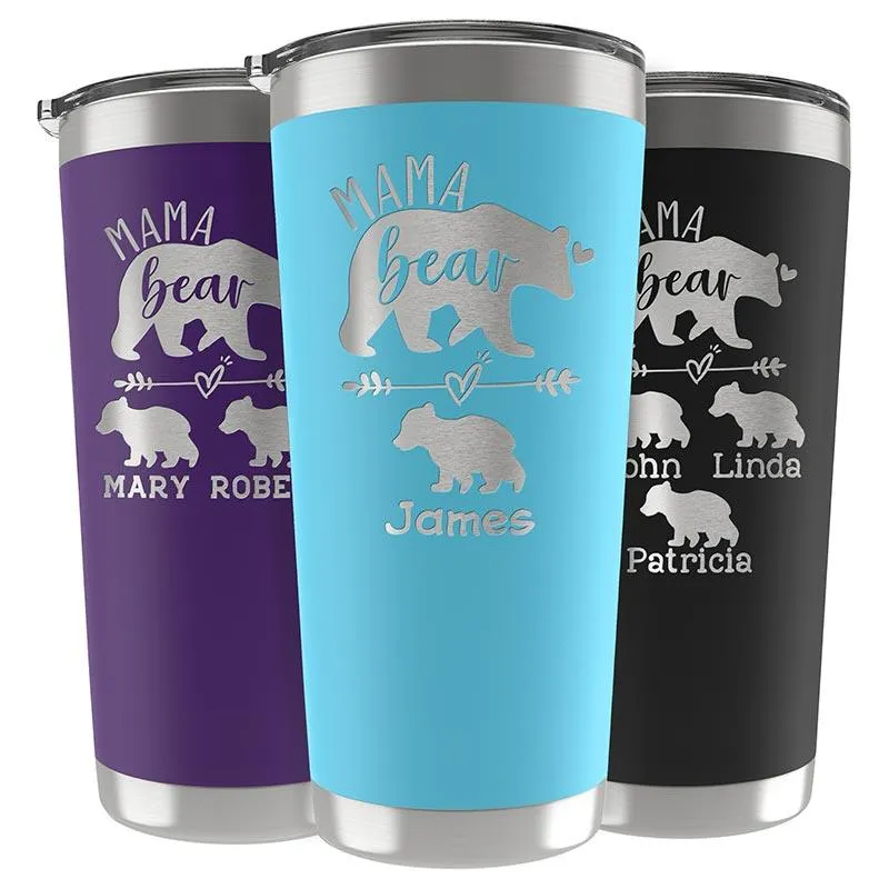 Customized Mama Bear Tumbler With Cubs