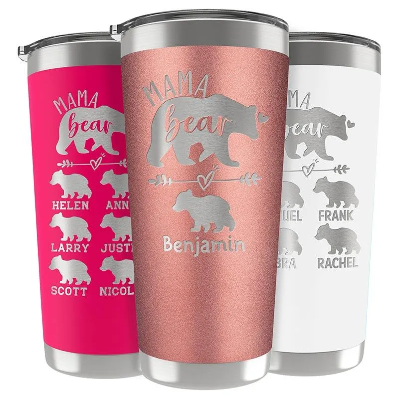 Customized Mama Bear Tumbler With Cubs